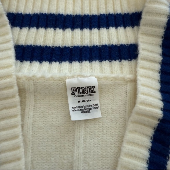 Victoria's Secret PINK Creamer Knit Varsity Cardigan Sweater Jacket Size Med - Picture 4 of 8